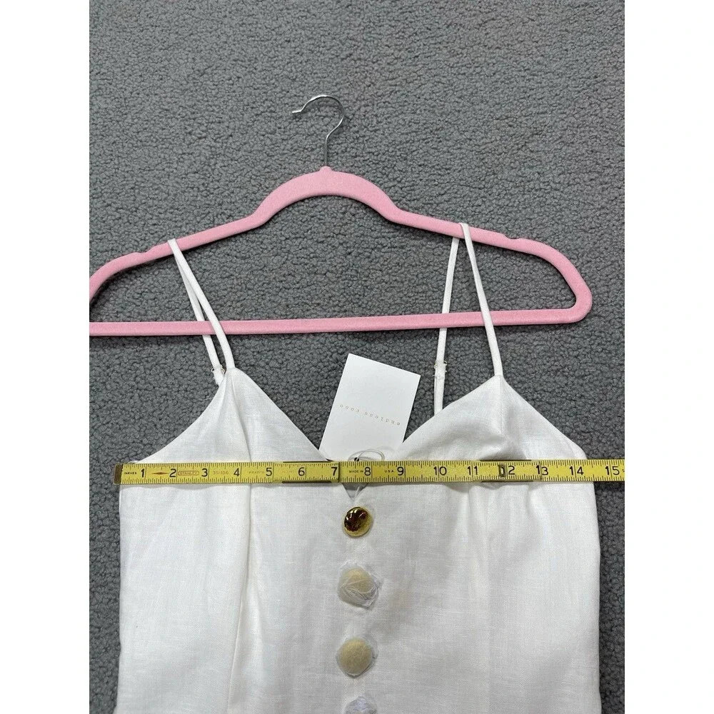 Anthropologie Endless Rose Midi Dress White Linen Sleeveless V Neck Size XS NWT